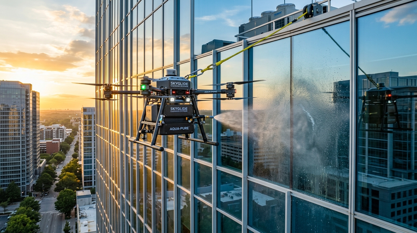 Autonomous Drone Window Washing & Façade Cleaning